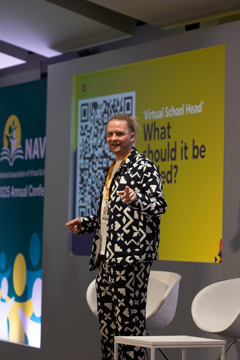 Luke on stage at the NAVSH annual conference 2025