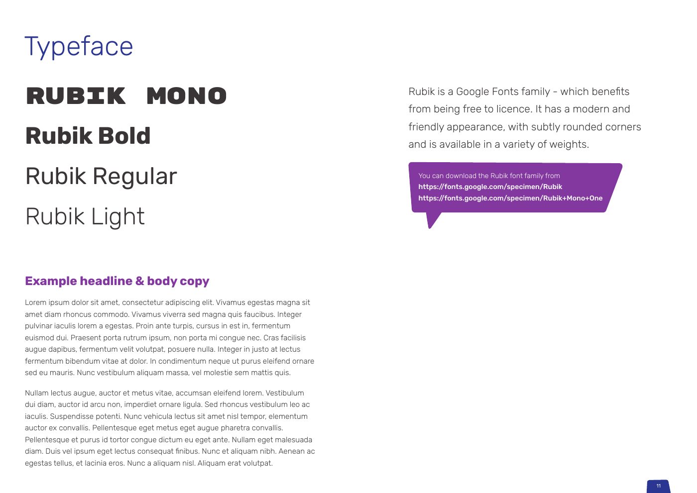 Youth Voice Bucks brand guidelines: Typeface: Rubik