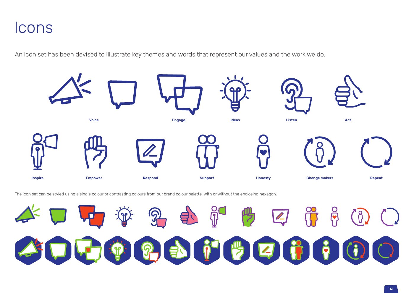 Youth Voice Bucks brand guidelines: Icons