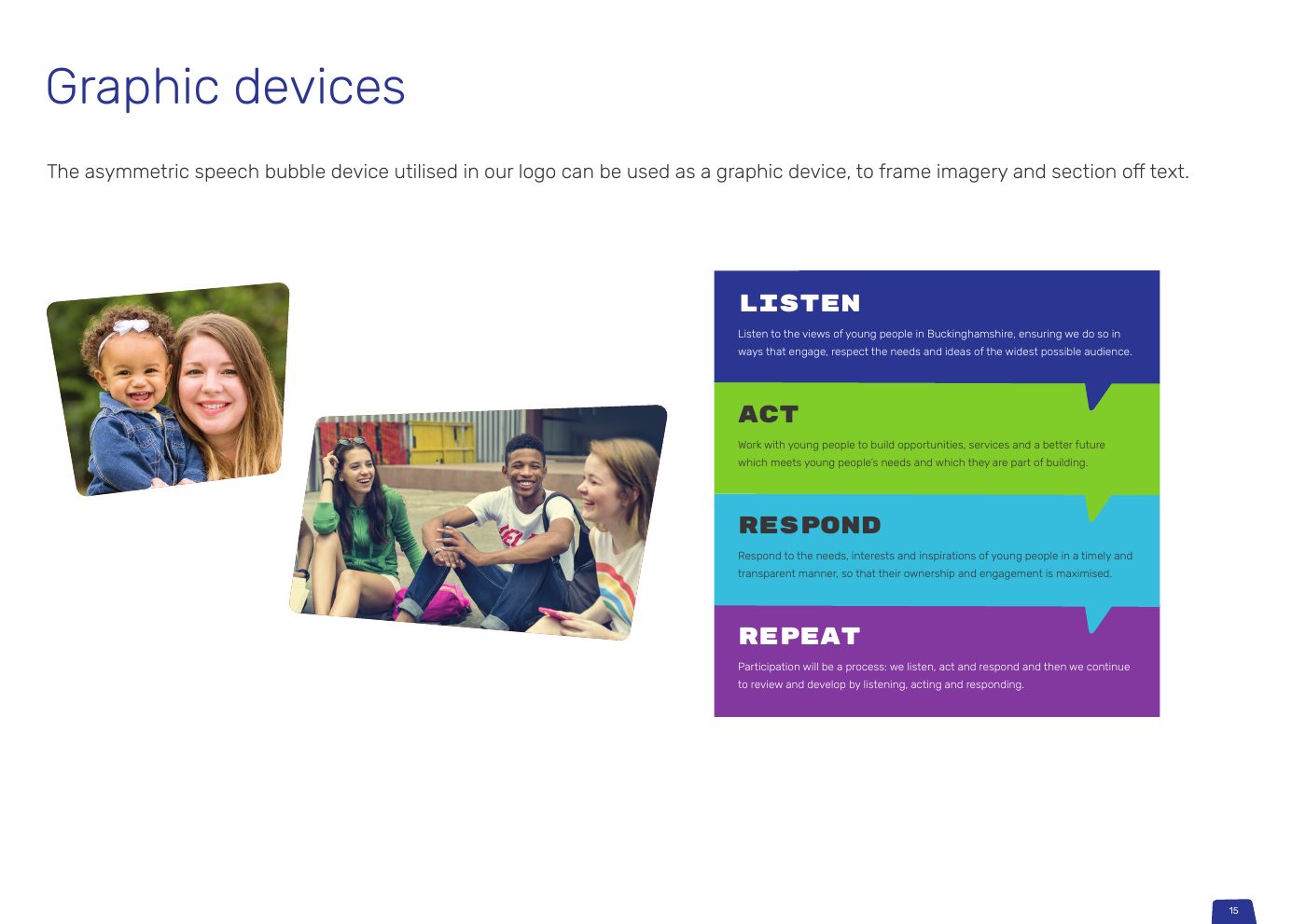 Youth Voice Bucks brand guidelines: Graphic devices