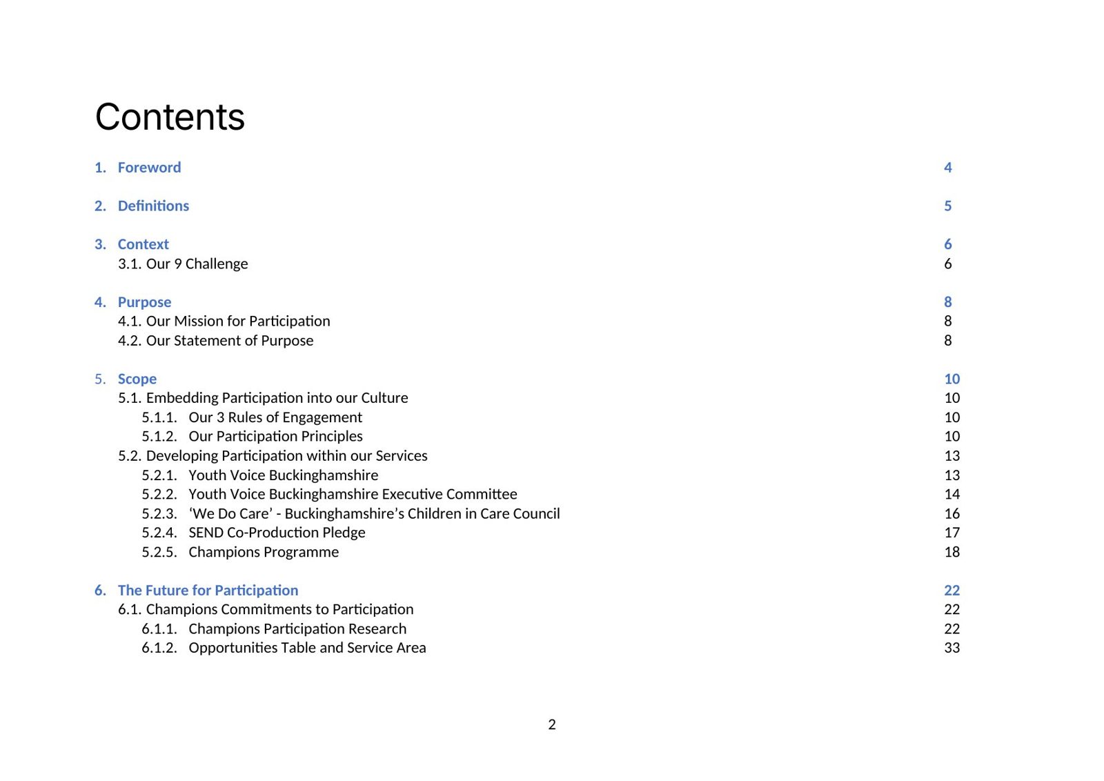Strategy contents page