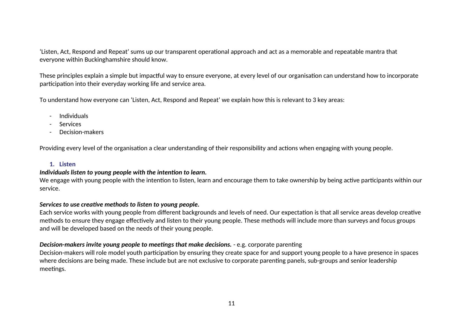 Strategy page on the participation principles