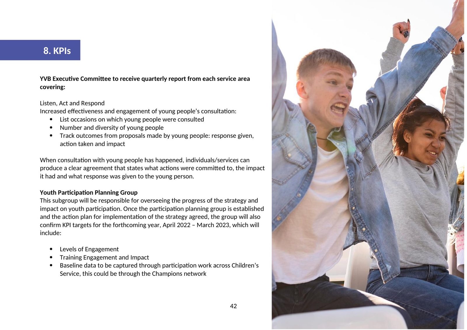 Strategy page on KPIs