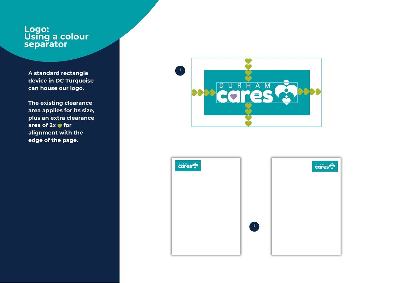 Durham Cares Brand at a Glance, page 14: Using a colour separator