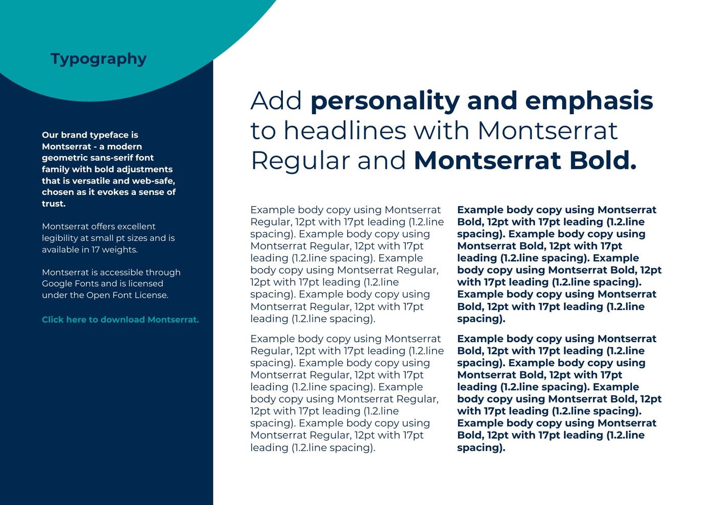 Durham Cares Brand at a Glance, page 16: Typography: Montserrat