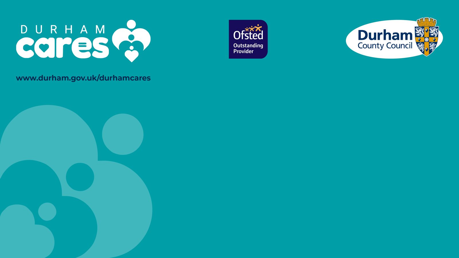 Durham Cares Teams background in turquoise