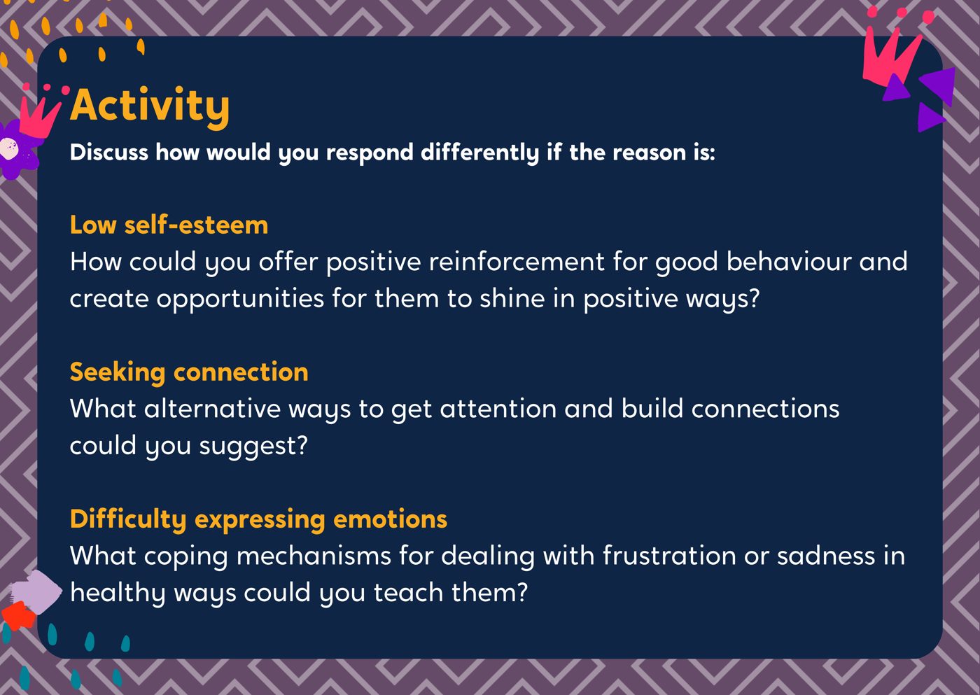 Teacher conversation card