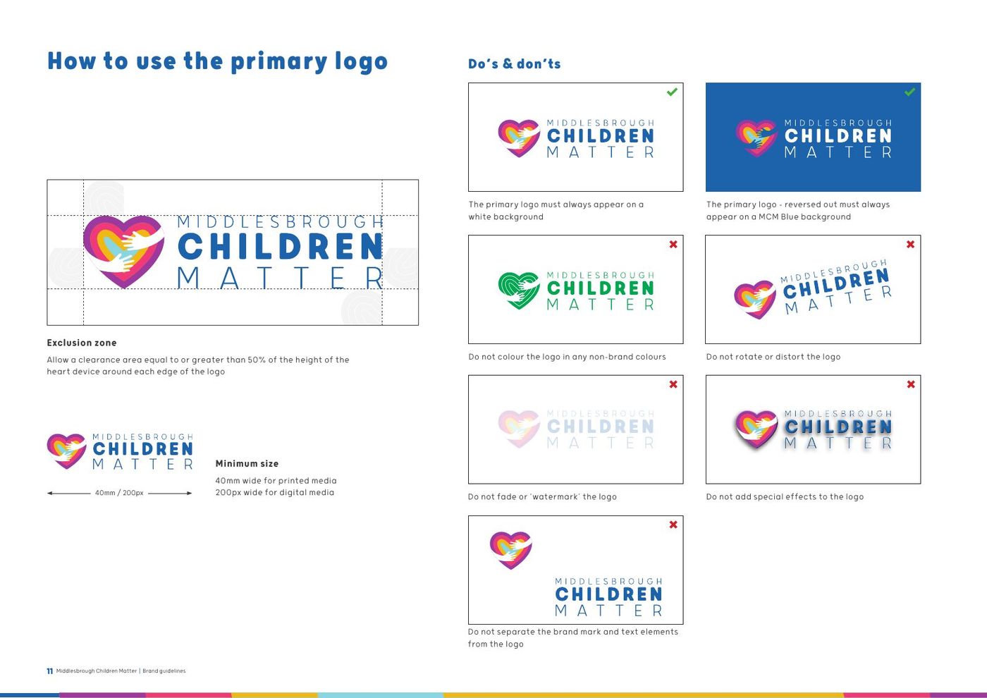 Middlesbrough Children Matter brand guidelines, page 11: How to use the primary logo