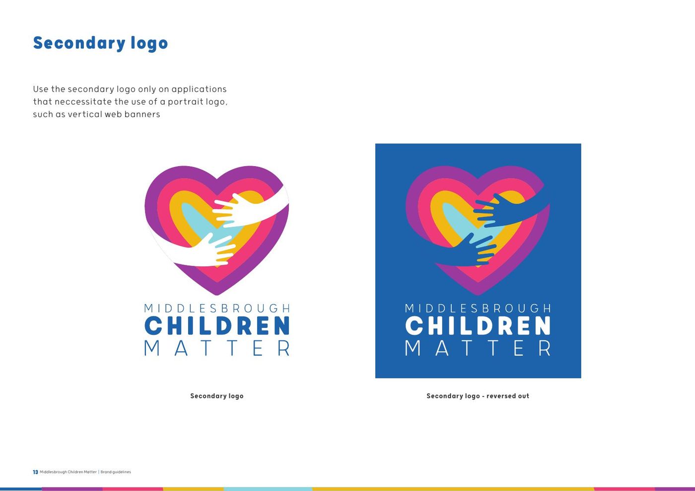 Middlesbrough Children Matter brand guidelines, page 13: The secondary logo