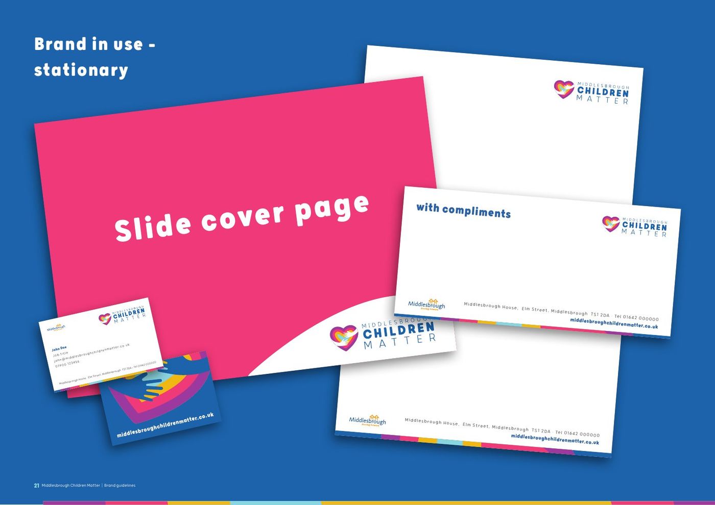 Middlesbrough Children Matter brand guidelines, page 21: Brand in use: stationery