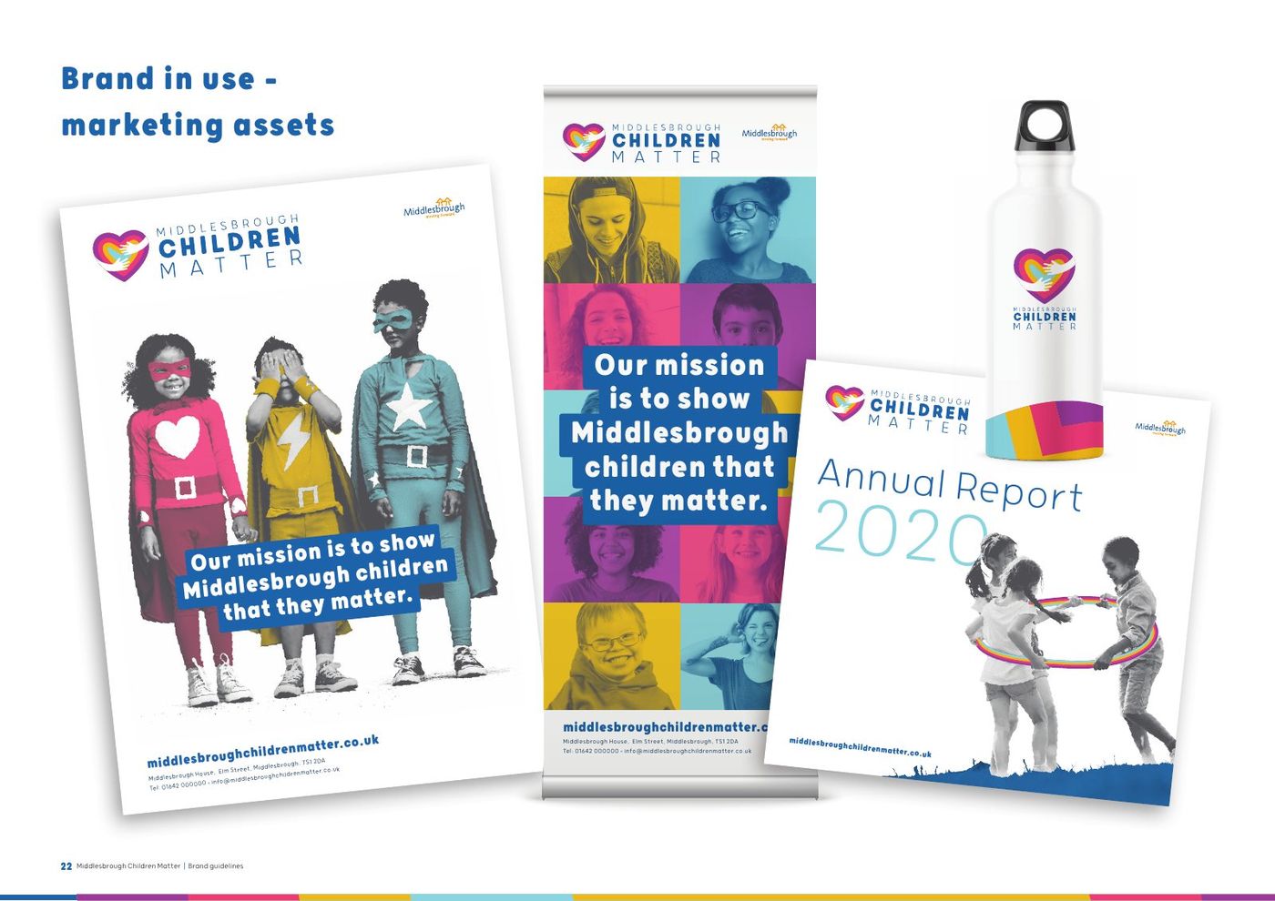 Middlesbrough Children Matter brand guidelines, page 22: Brand in use: marketing assets