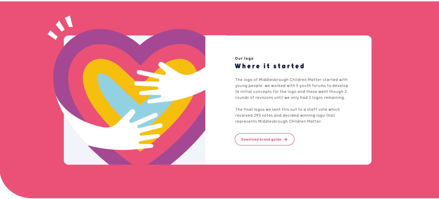 Website section explaining how young people created the logo