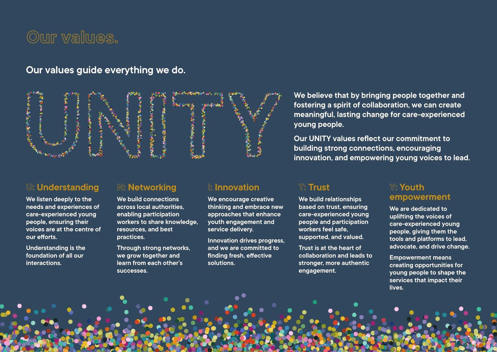 SEYPC brand manual: UNITY: the values