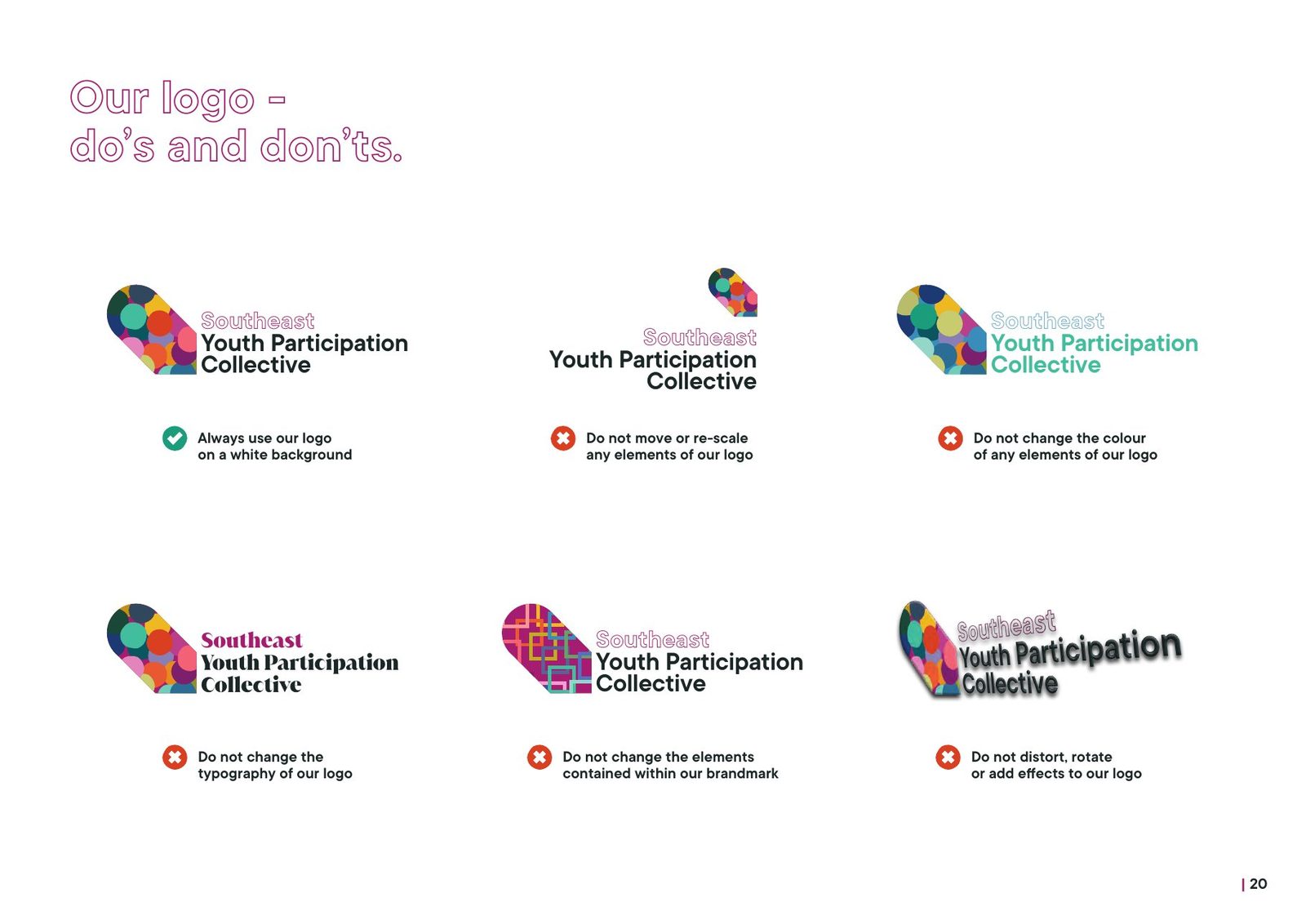 SEYPC brand manual: Logo dos and don’ts