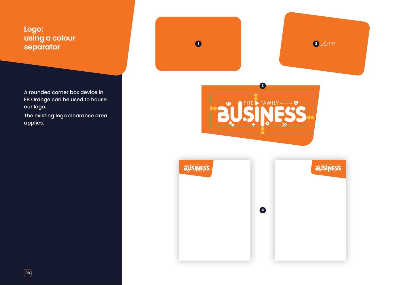 The Family Business brand guidelines: Using a colour separator