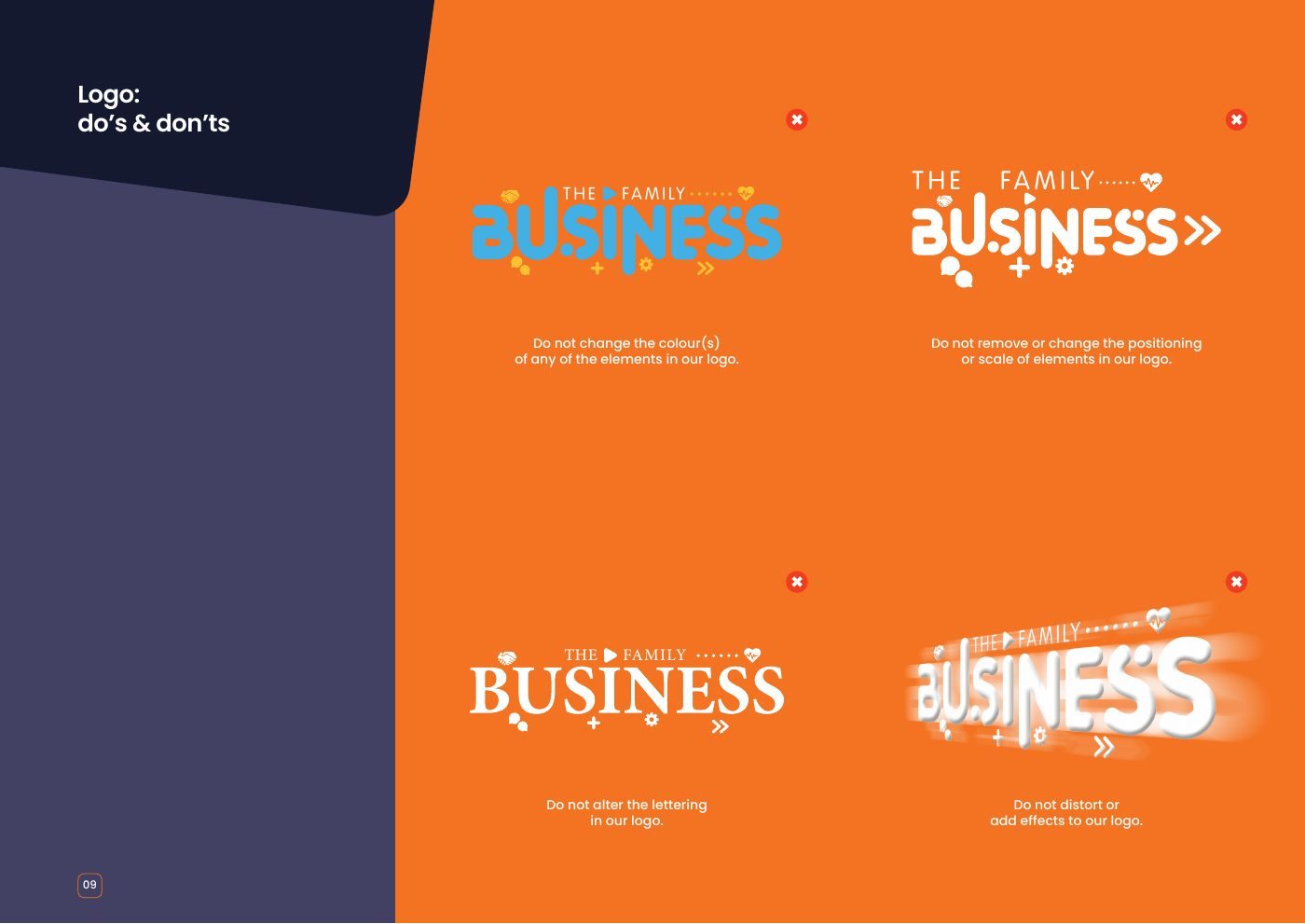 The Family Business brand guidelines: Logo do’s and don’ts