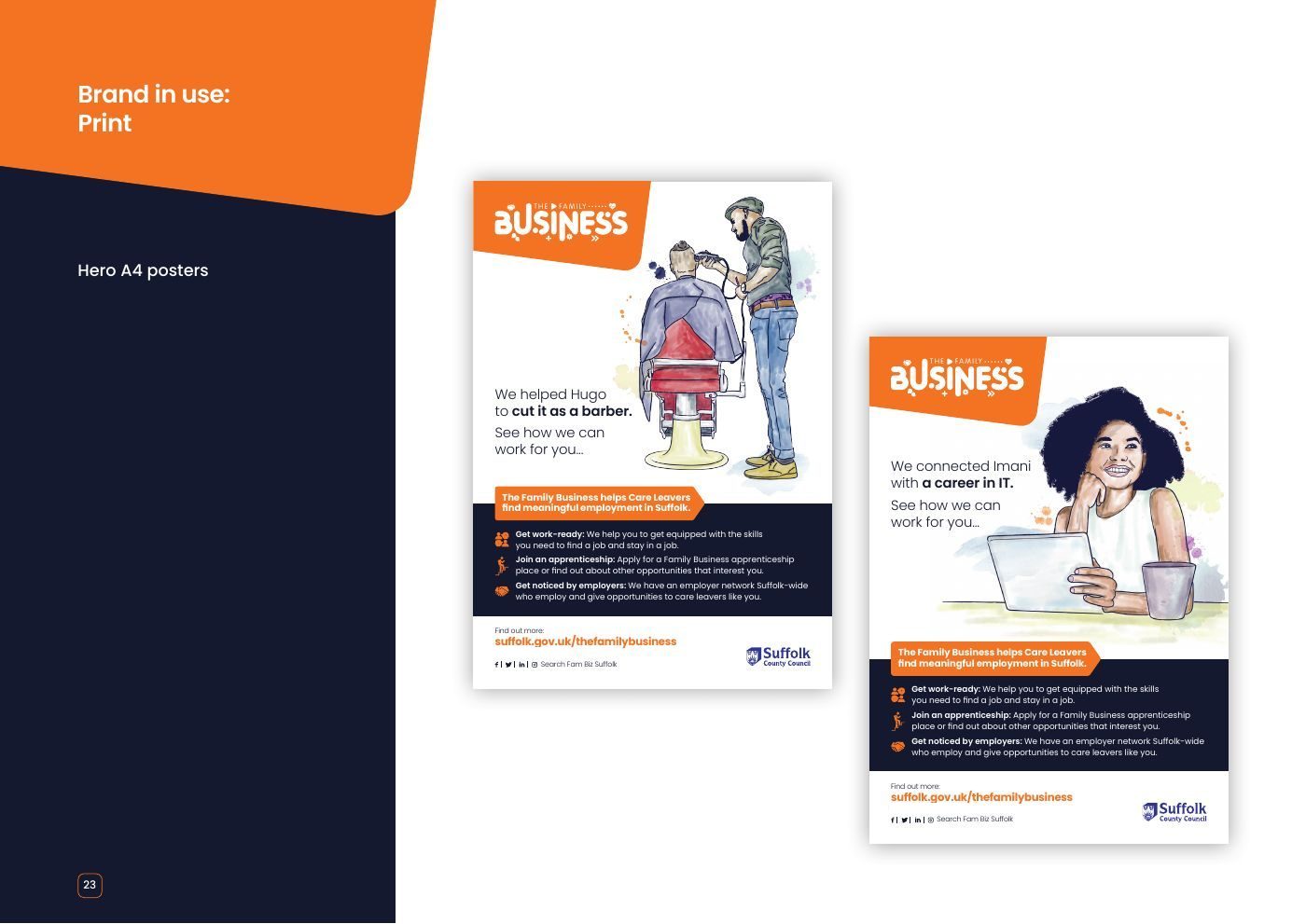 The Family Business brand guidelines: Brand in use: hero A4 posters