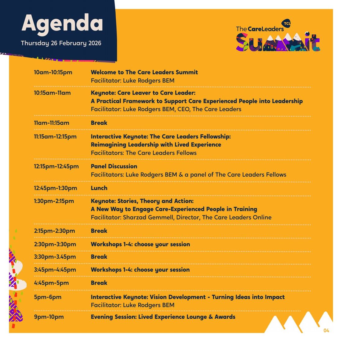 First version of the Summit agenda