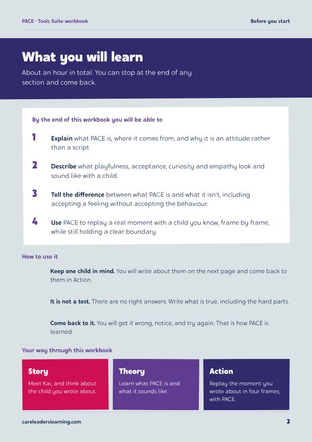 PACE workbook, page 2 of the sample