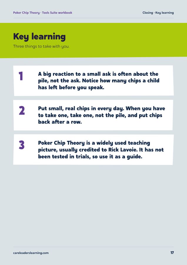 Poker Chip Theory workbook, page 6 of the sample