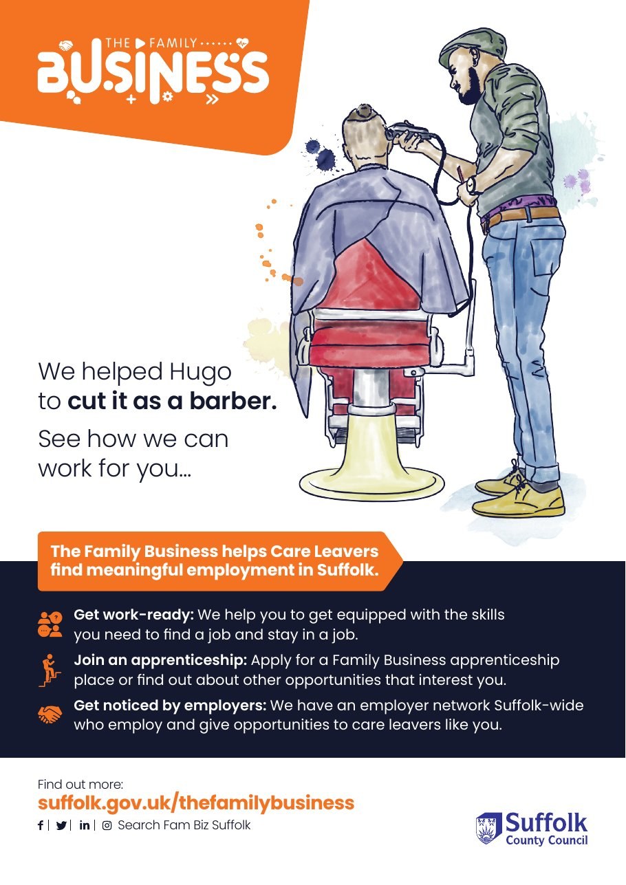 The Family Business A4 recruitment poster featuring Hugo